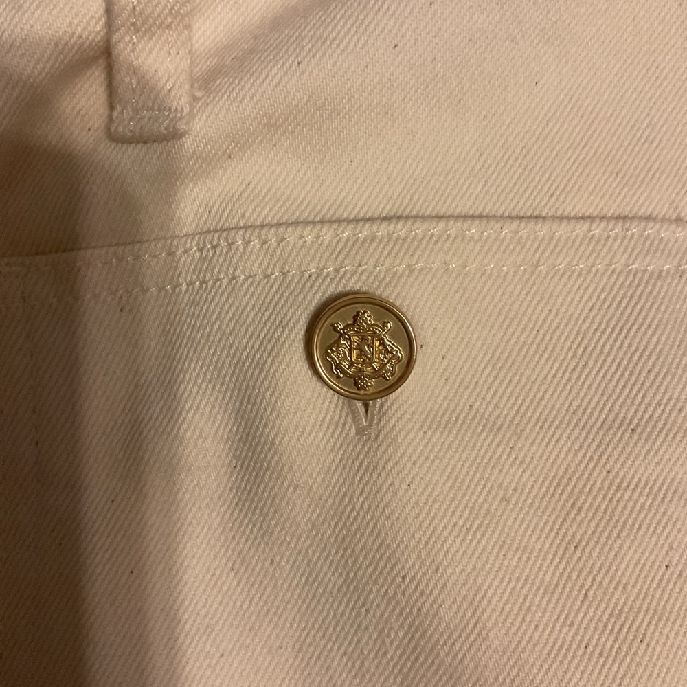J. Crew Sailor Wide Leg Denim Pants Trouser with Gold Buttons Women’s 35 x 32 - Picture 11 of 13